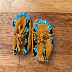 Baby Moccasins with Blue and Black Beading